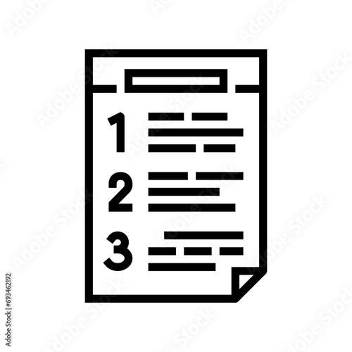 numbered list line icon vector. numbered list sign. isolated contour symbol black illustration © vectorwin