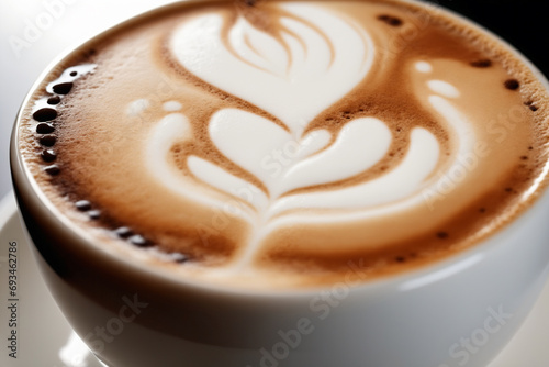 Cappuccino and milk foam close up view