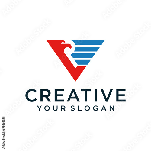 Patriotic logo design with eagle and flag