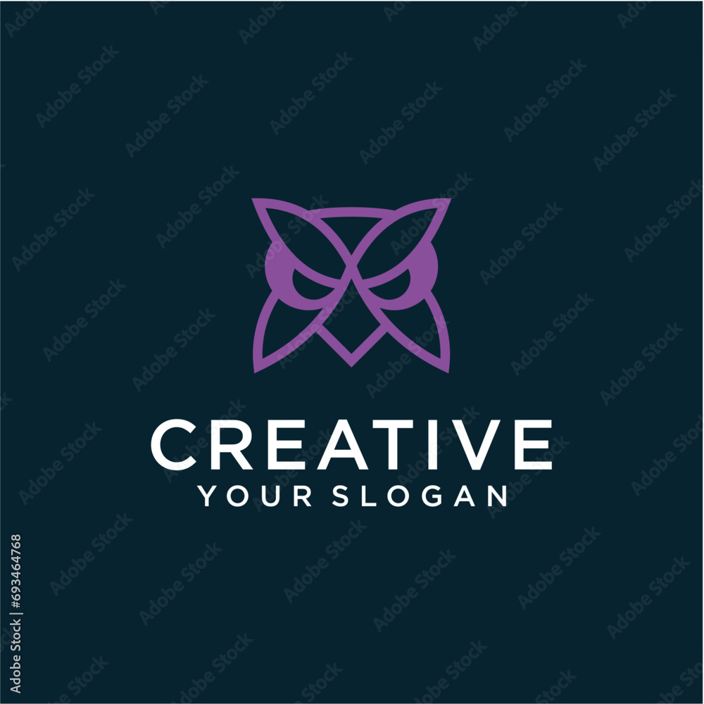 owl logo design with line art owl logo design with line art