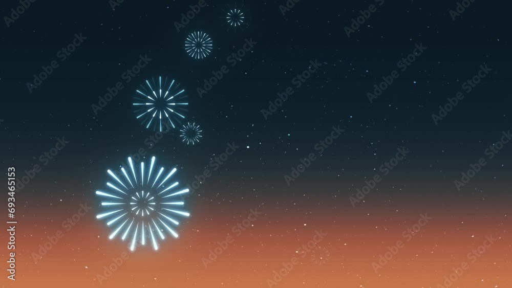 Fogos de artifício fundo céu estrelado 4k flat design feliz ano novo 2024 alpha