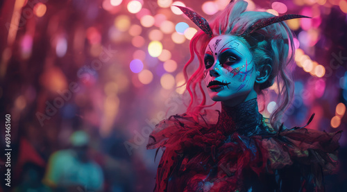 women at costume party at the halloween celebration