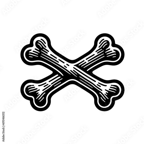 logotype of a bones, black and white, isolated	

