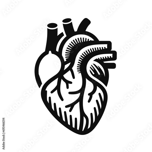 logotype of a heart, black and white, isolated	
