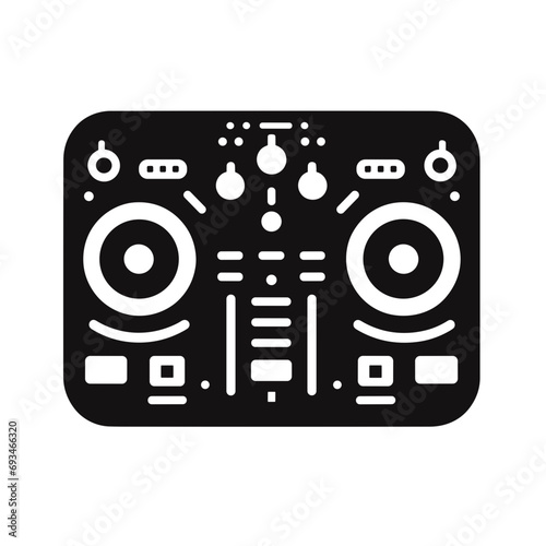 logotype of a DJ desk, black and white, isolated	
