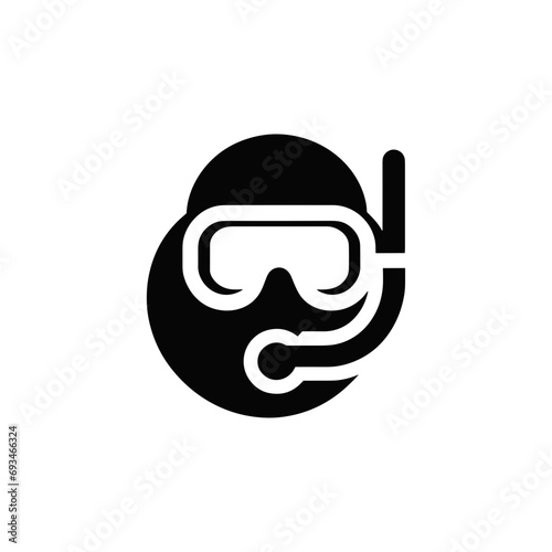 logotype of a skuba diving, black and white, isolated	
