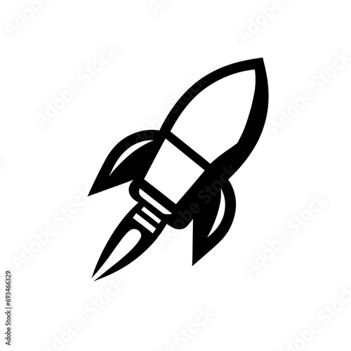 logotype of a rocket, black and white, isolated	
