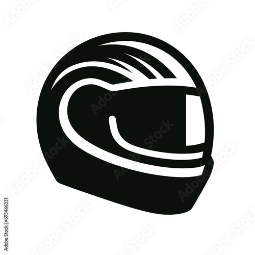 logotype of a helmet, black and white, isolated	
