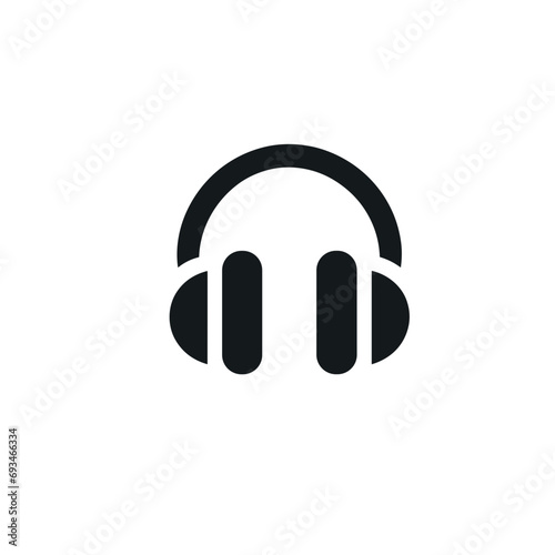 logotype of a headphones, black and white, isolated	
