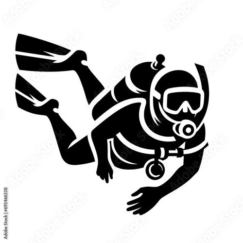 logotype of a skuba diving, black and white, isolated	
