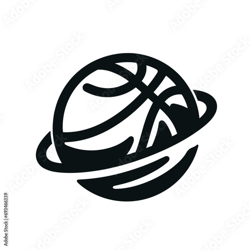 logotype of a basketball ball, black and white, isolated	
