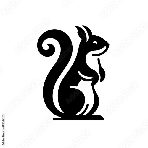 logotype of a squirrel, black and white, isolated	
