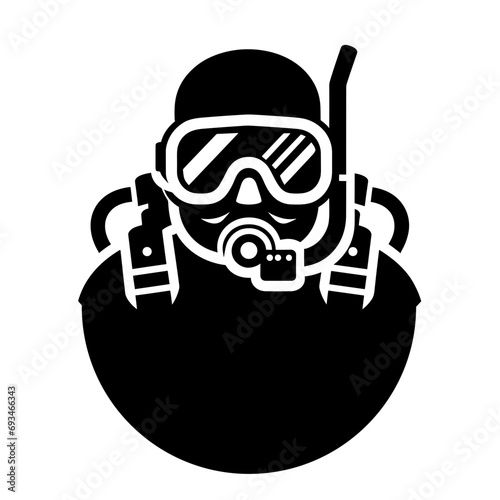 logotype of a skuba diving, black and white, isolated	
