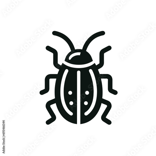 logotype of a bug, black and white, isolated	
