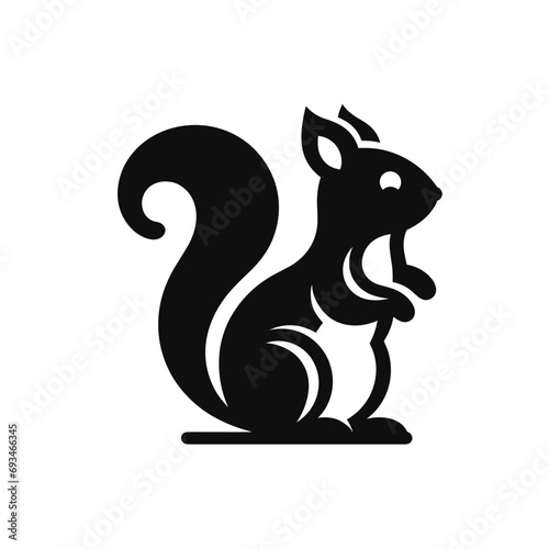 logotype of a squirrel, black and white, isolated	
