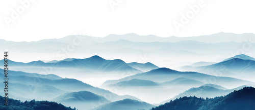 Surreal foggy mountain range, cut out