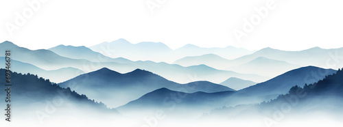 Surreal foggy mountain range, cut out