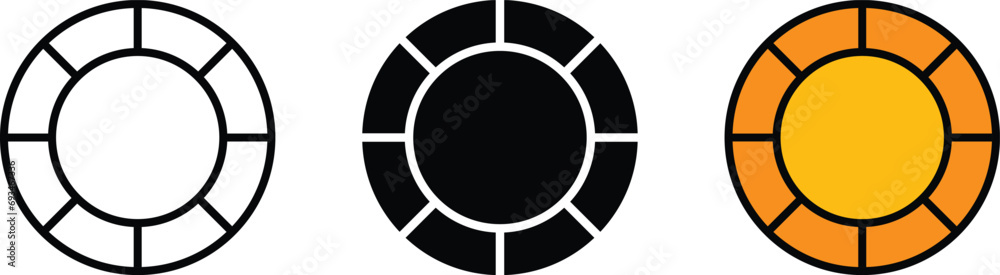 Gambling chip icon isolated, lined and colored sign symbol. Vector illustration Gambling chip icon isolated, lined and colored sign symbol. Vector illustration