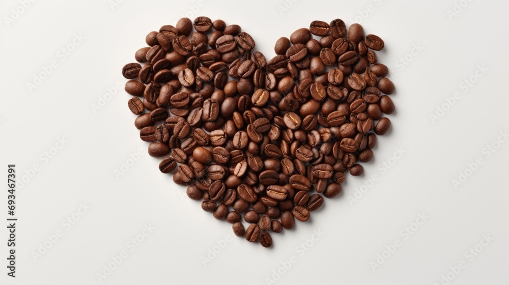 Coffee beans close up in the shape of a heart isolated on white background with copy space greeting card valentines day Coffee beans close up in the shape of a heart isolated on white background with copy space greeting card valentines day