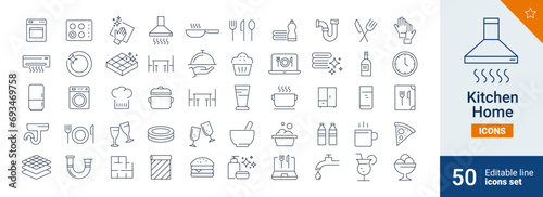Kitchen icons Pixel perfect. Home, tool, cook, ....