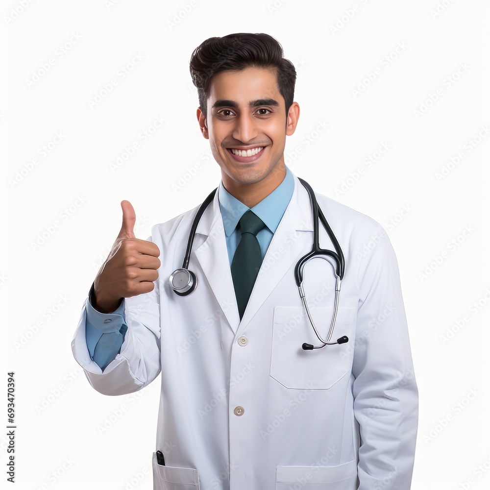 Indian 12th grade student aspiring doctor, looking at camera isolated on white background Indian 12th grade student aspiring doctor, looking at camera isolated on white background