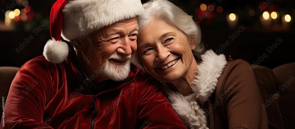 Attractive grandparents in two generations, sharing a fairy tale near a decorated Christmas tree, fostering family happiness and values. Attractive grandparents in two generations, sharing a fairy tale near a decorated Christmas tree, fostering family happiness and values.