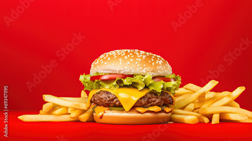 hamburger and fries © iwaart
