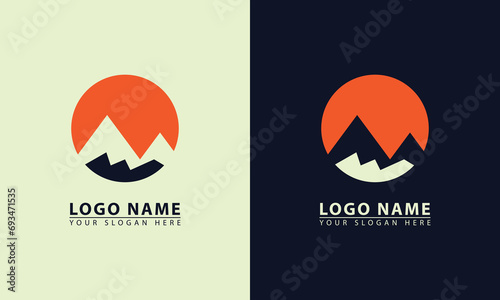 Mountain adventurer icon logo. Mountain adventurer flat design vector icon logo.