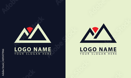 Mountain adventurer icon logo. Mountain adventurer flat design vector icon logo.