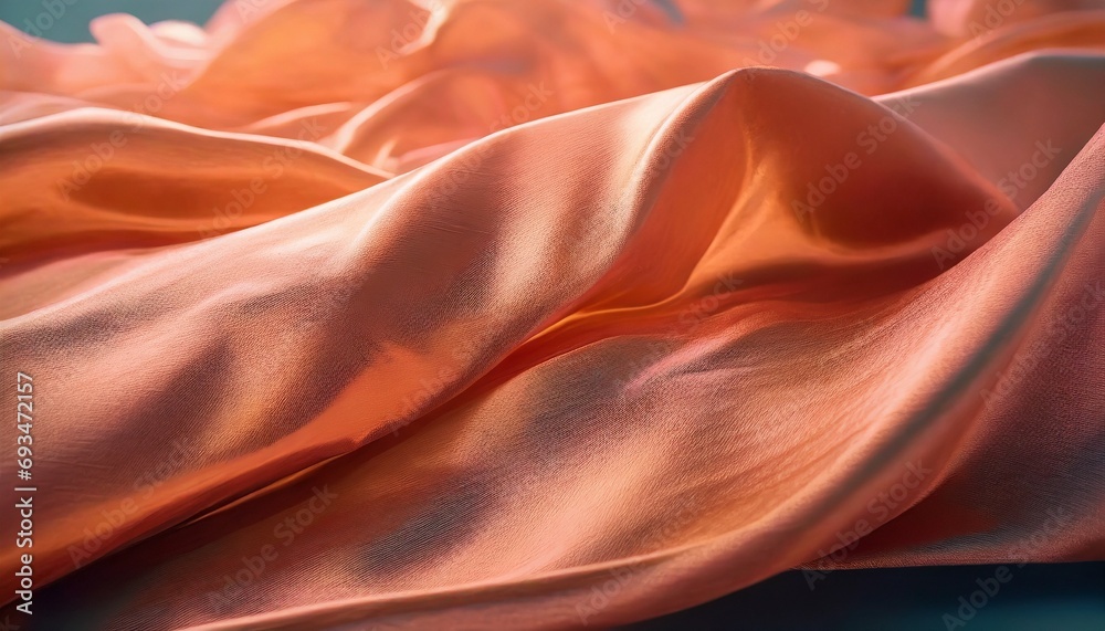 Fototapeta premium peach flowing silk vibrant fabric luxury banner wallpaper poster