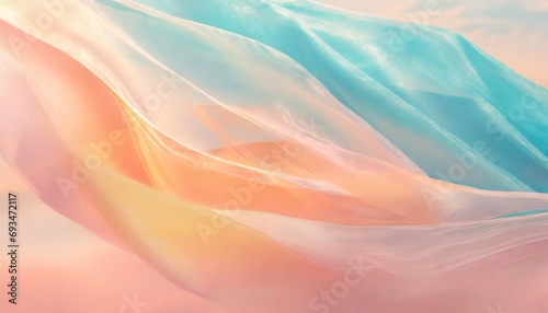 pastel peach light blue flowing silk vibrant fabric luxury banner wallpaper poster