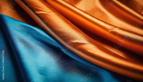flowing silk vibrant fabric luxury orande peach blue metalic banner wallpaper poster photo