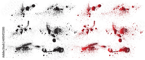 Dripping collection of black vector blood stain vector. Set of spotted red vector blood background. red ink splat background