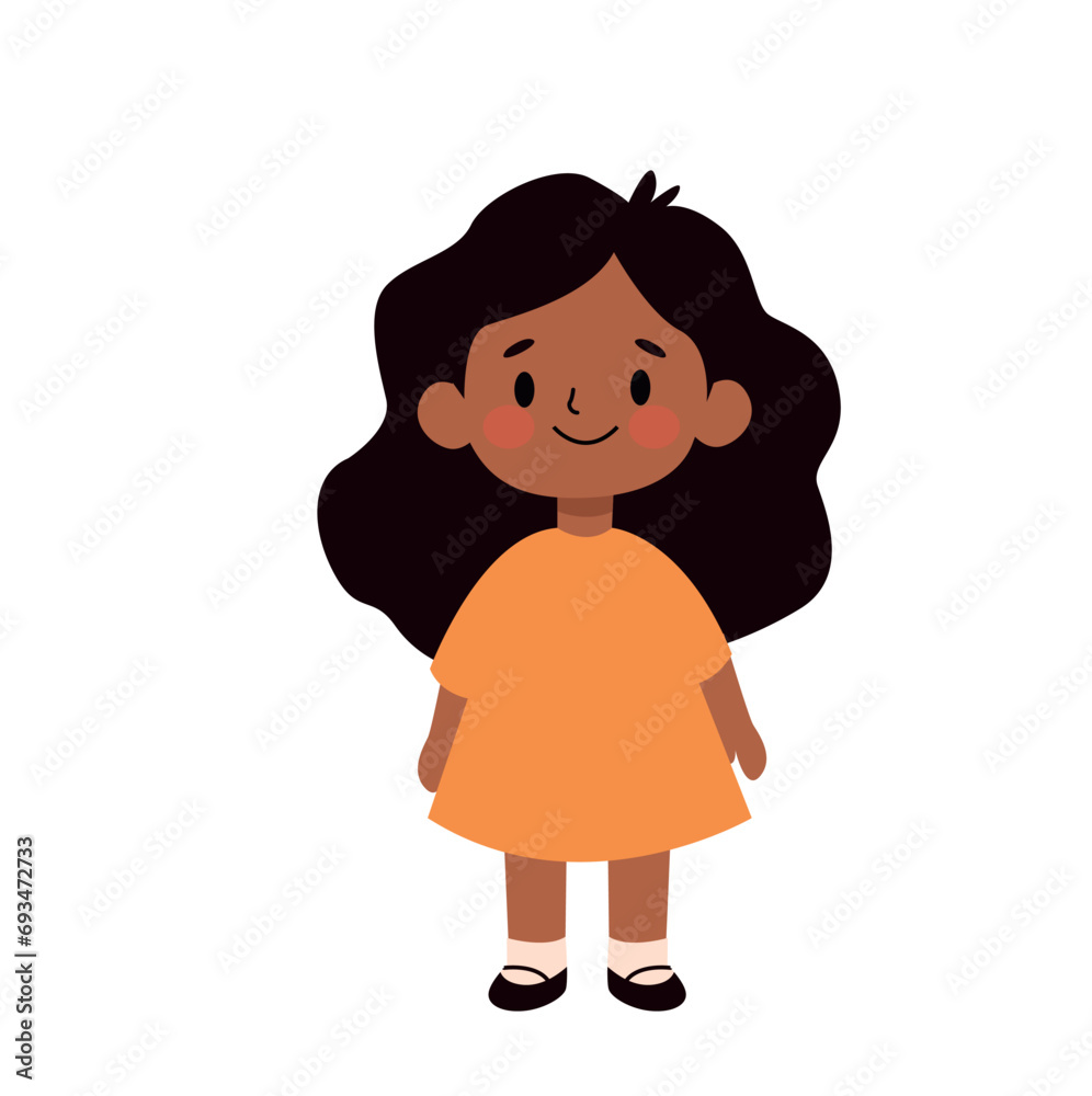 Cute little african american girl cartoon character vector Illustration Cute little african american girl cartoon character vector Illustration
