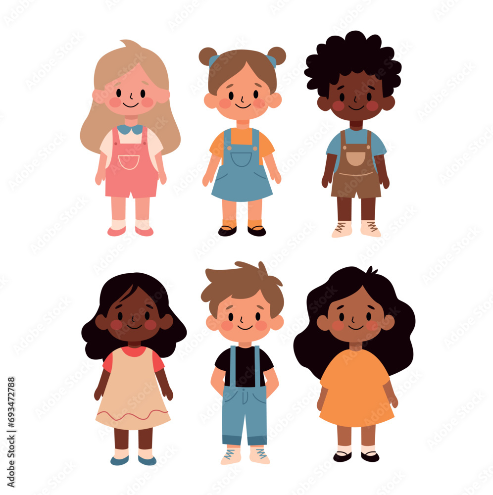 Cute little children in different nationalities and nationalities vector illustration Cute little children in different nationalities and nationalities vector illustration