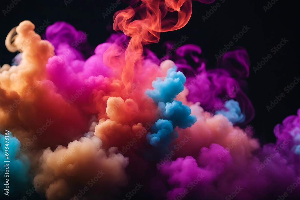 Colorful smoke. Abstract colored smoke background. AI generated