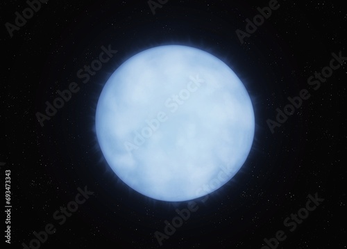 White dwarf isolated on a black background. The superdense core of a star that has shed its shell. photo