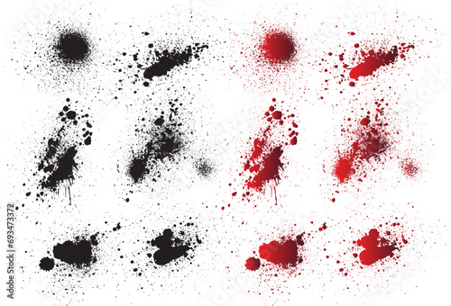 Vector bleeding red ink splatter blood background. Set of black crime blood vector