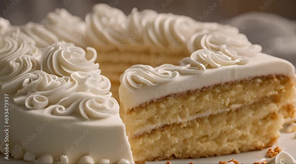 close up wedding cake with white icing