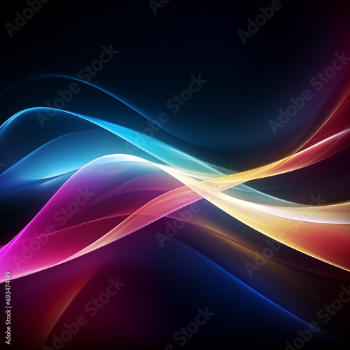 A Mesmerizing 3D Visualization abstract background with futuristic flow of multicolor glow lines.