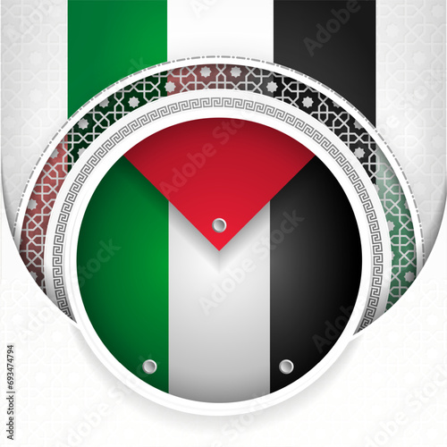 Artistic Palestine country flag in circular shape background