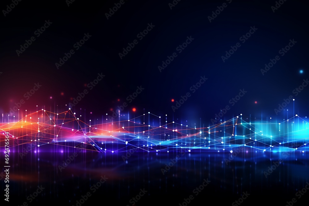 Obraz premium abstract technology background with glowing lines and dots illustration.