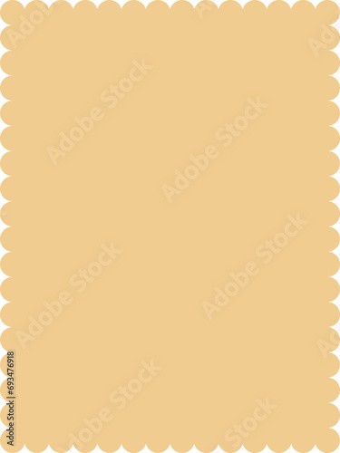 Beige color scallop rectangle frame, vertical border with 7.5x10 aspect ratio for 8.5x11 us. letter size, flyer, poster, card, invitation, wedding, report, or menu workr, clip art,svg cutout isolated.
