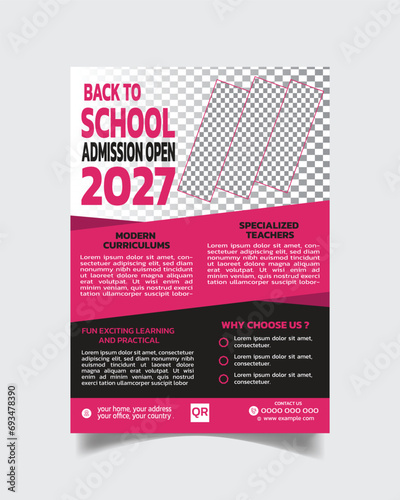 Kids Education Flyer or School Admission Poster Layout A4