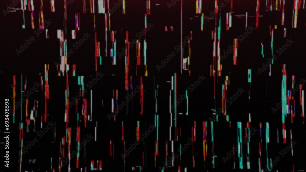 Multicolor pixelated cyber digital glitch. Television screen error no signal. Seamless loop VFX for transition video editing. 4K footage visual effect. ProRes 422 HQ. 