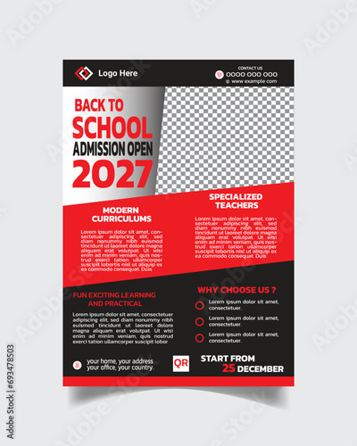 Kids Education Flyer or School Admission Poster Layout A4