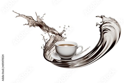 A graphic resource featuring large coffee splashes on a transparent background in PNG format