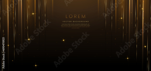 Abstract luxury golden lighting effect glowing on dark green background and sparkle. Template premium award ceremony design.