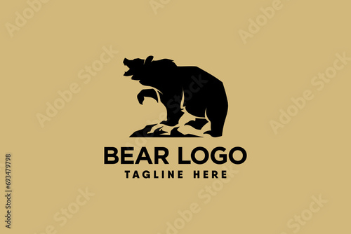 Bear logo vector with modern and clean silhouette style