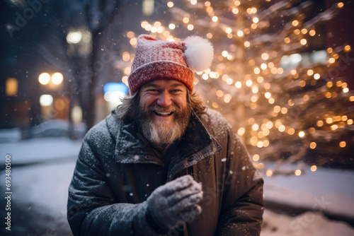 Seasonal Delight: Snowy Festivities with a Happy Elder